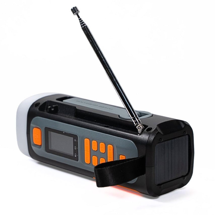 Nødradio - 4 500mAh DAB+/FM-radio, innebygd Powerbank, lommelykt, sveiv generator for nødsituasjoner