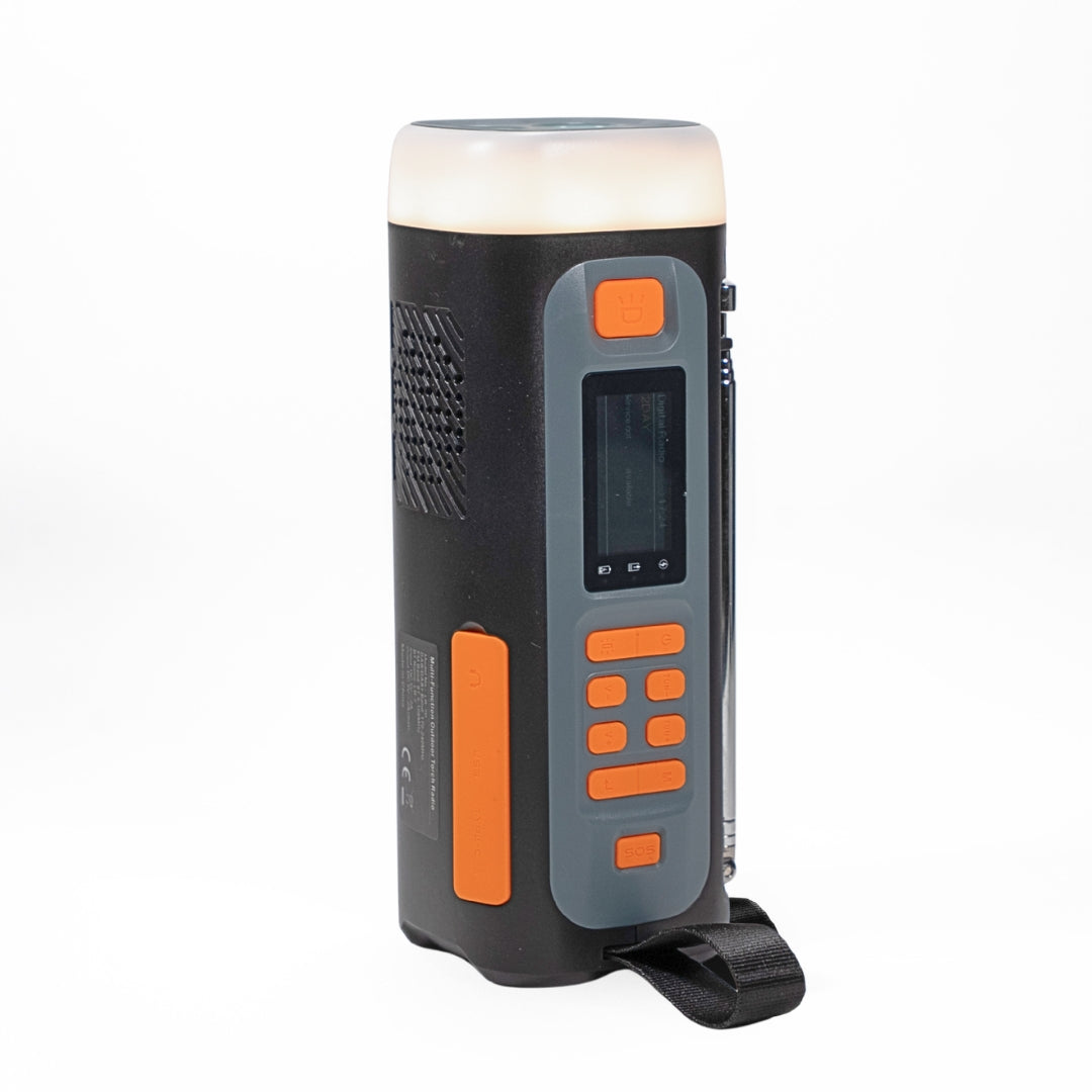 Nødradio - 4 500mAh DAB+/FM-radio, innebygd Powerbank, lommelykt, sveiv generator for nødsituasjoner